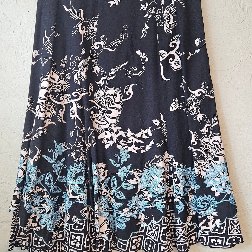 Coldwater Creek Embroidered Floral Pleated Midi Skirt